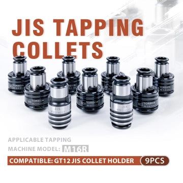 GT12 JIS Collets 9pcs Tapping Collets Chuck GT12 Tapping Adapters for M16R Tapping Machine M3 M4 M5 M6 M8 M10 M12 M14 M16