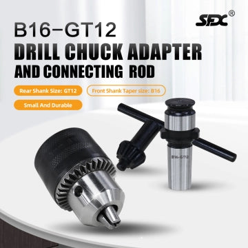 B16-GT12 Drill Chuck Adapter and Connecting Rod Holding Shank for M16R Electric Tapping Machine