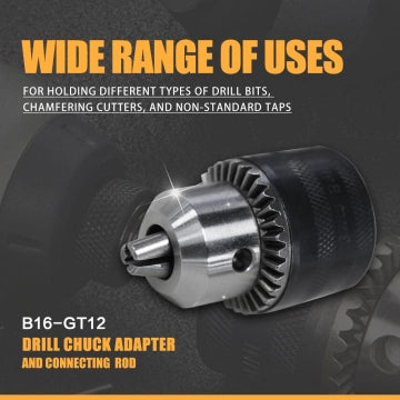 B16-GT12 Drill Chuck Adapter and Connecting Rod Holding Shank for M16R Electric Tapping Machine