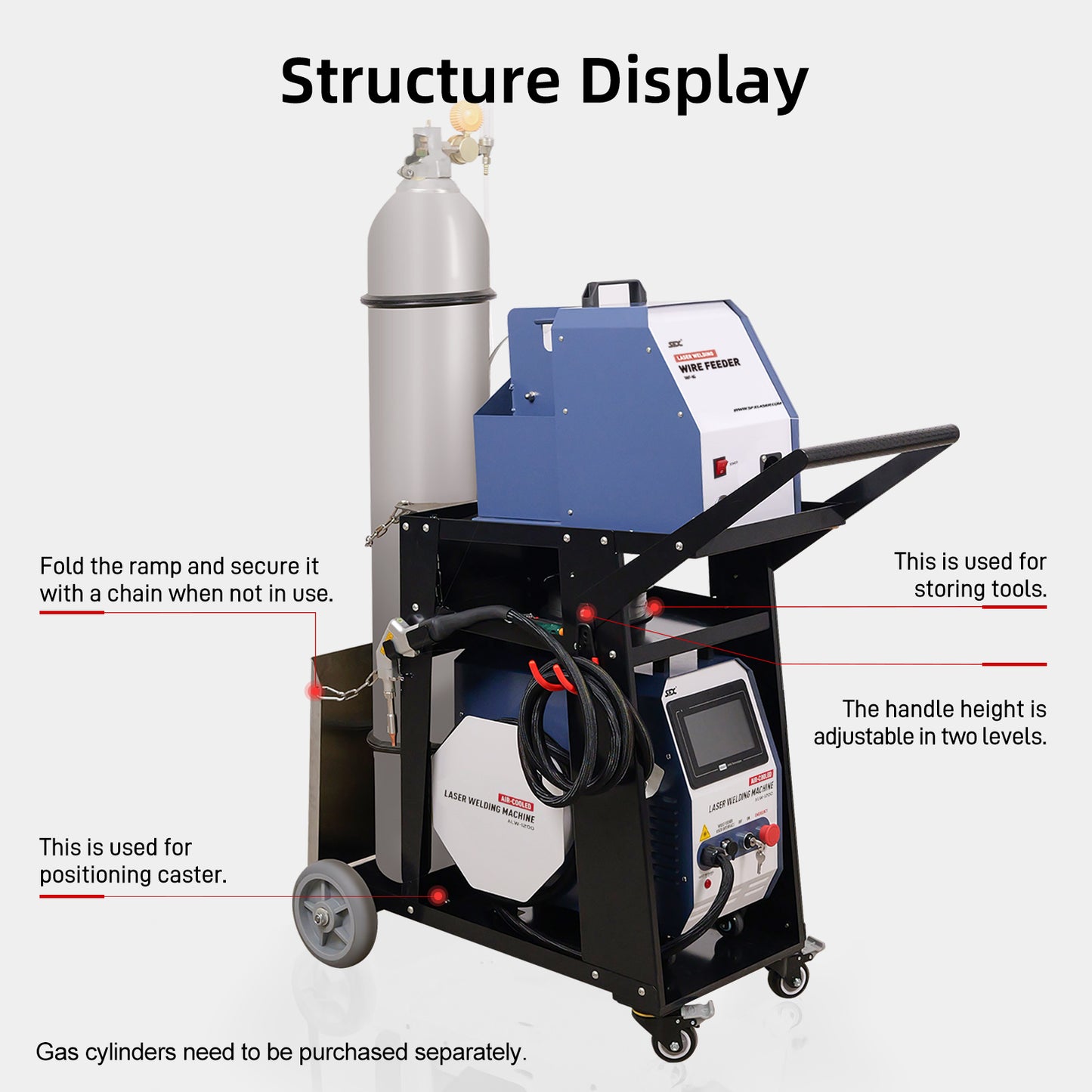 Portable Laser Welding Cart for SFX ALW-1200W Air-Cooled Laser Welding Machine