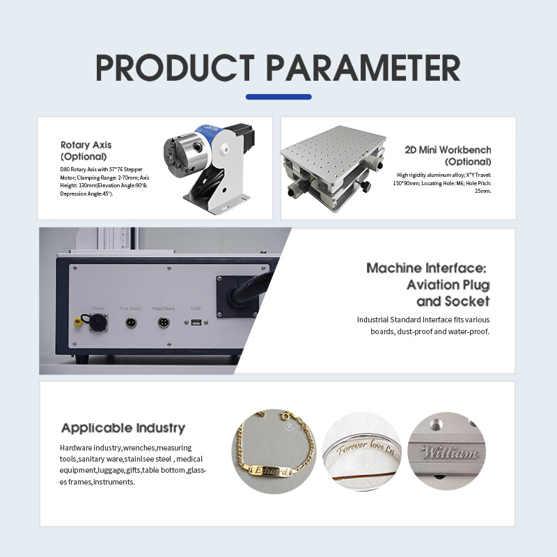 Desktop Fiber Laser Marking Machine Fiber Laser Engraver SFX20/30/50GS Handheld Laser Marking Machine JPT RED Dot Pointer