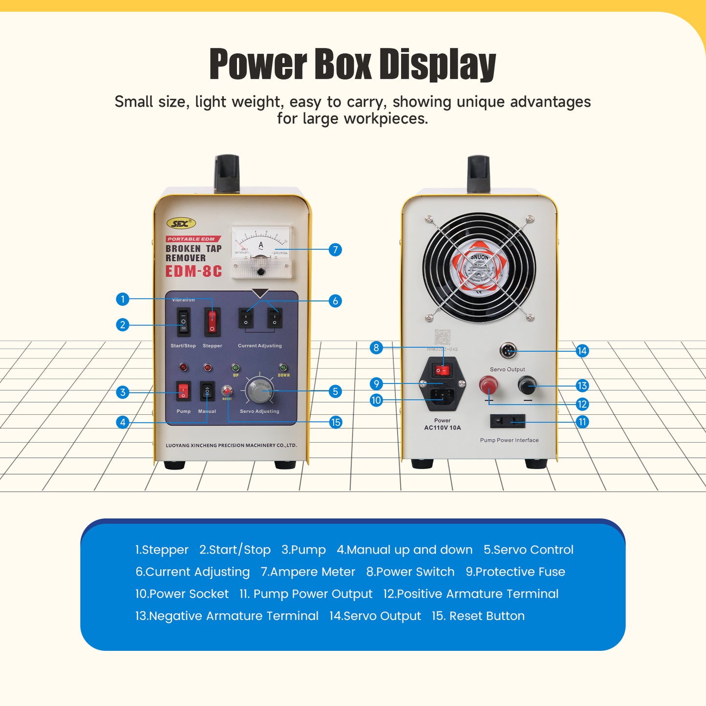 800W Depth Setting EDM Broken Tap Remover Portable Machine M2-M20 (5/64''-25/32'') Broken Tap Extractor