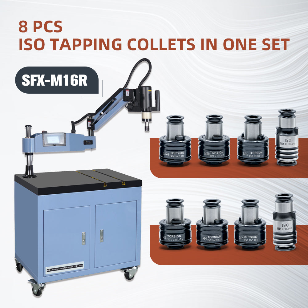 GT12 ISO Collets 8pcs Tapping Collets Chuck GT12 Tapping Adapters for M16R Tapping Machine M3 M4 M5 M6-M8 M10 M12 M14 M16