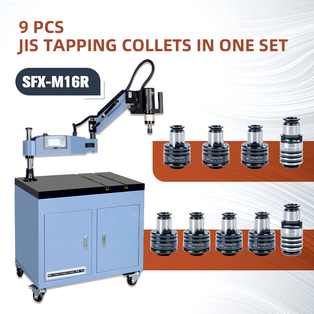 GT12 JIS Collets 9pcs Tapping Collets Chuck GT12 Tapping Adapters for M16R Tapping Machine M3 M4 M5 M6 M8 M10 M12 M14 M16