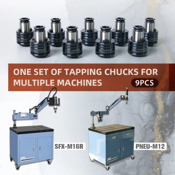 GT12 ANSI Collets 9 pcs GT12 ANSI Tapping Collet Chuck GT12 Tapping Adapters for M16 Electric Tapping Machine