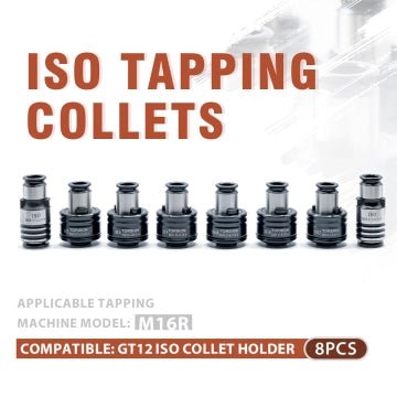 GT12 ISO Collets 8pcs Tapping Collets Chuck GT12 Tapping Adapters for M16R Tapping Machine M3 M4 M5 M6-M8 M10 M12 M14 M16
