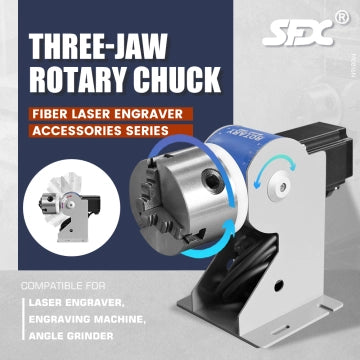 JPT Fiber Laser Rotary Axis Three-Jaw Rotary Chuck D69/D80/D100/D125 Rotary Device for Jewelry, Ring and Cups