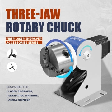 JPT Fiber Laser Rotary Axis Three-Jaw Rotary Chuck D69/D80/D100/D125 Rotary Device for Jewelry, Ring and Cups
