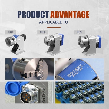 JPT Fiber Laser Rotary Axis Three-Jaw Rotary Chuck D69/D80/D100/D125 Rotary Device for Jewelry, Ring and Cups