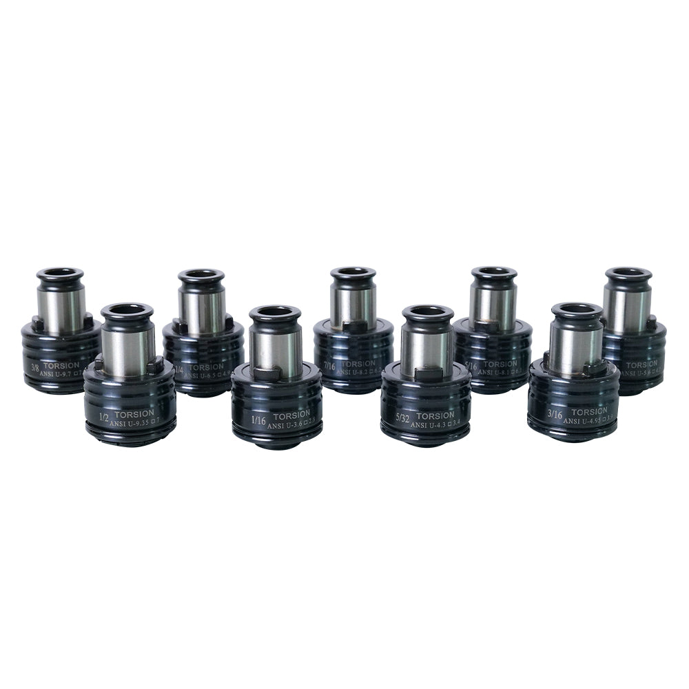 GT12 ANSI Collets 9 pcs GT12 ANSI Tapping Collet Chuck GT12 Tapping Adapters for M16 Electric Tapping Machine