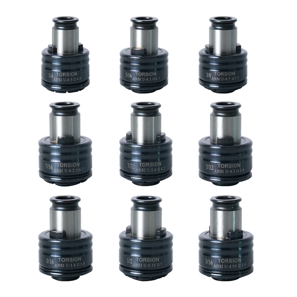 GT12 ANSI Collets 9 pcs GT12 ANSI Tapping Collet Chuck GT12 Tapping Adapters for M16 Electric Tapping Machine