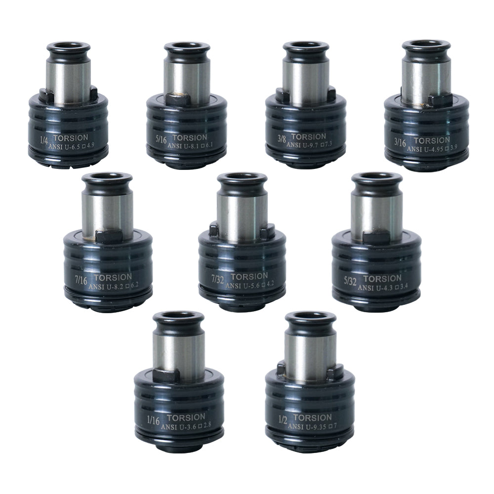 GT12 ANSI Collets 9 pcs GT12 ANSI Tapping Collet Chuck GT12 Tapping Adapters for M16 Electric Tapping Machine