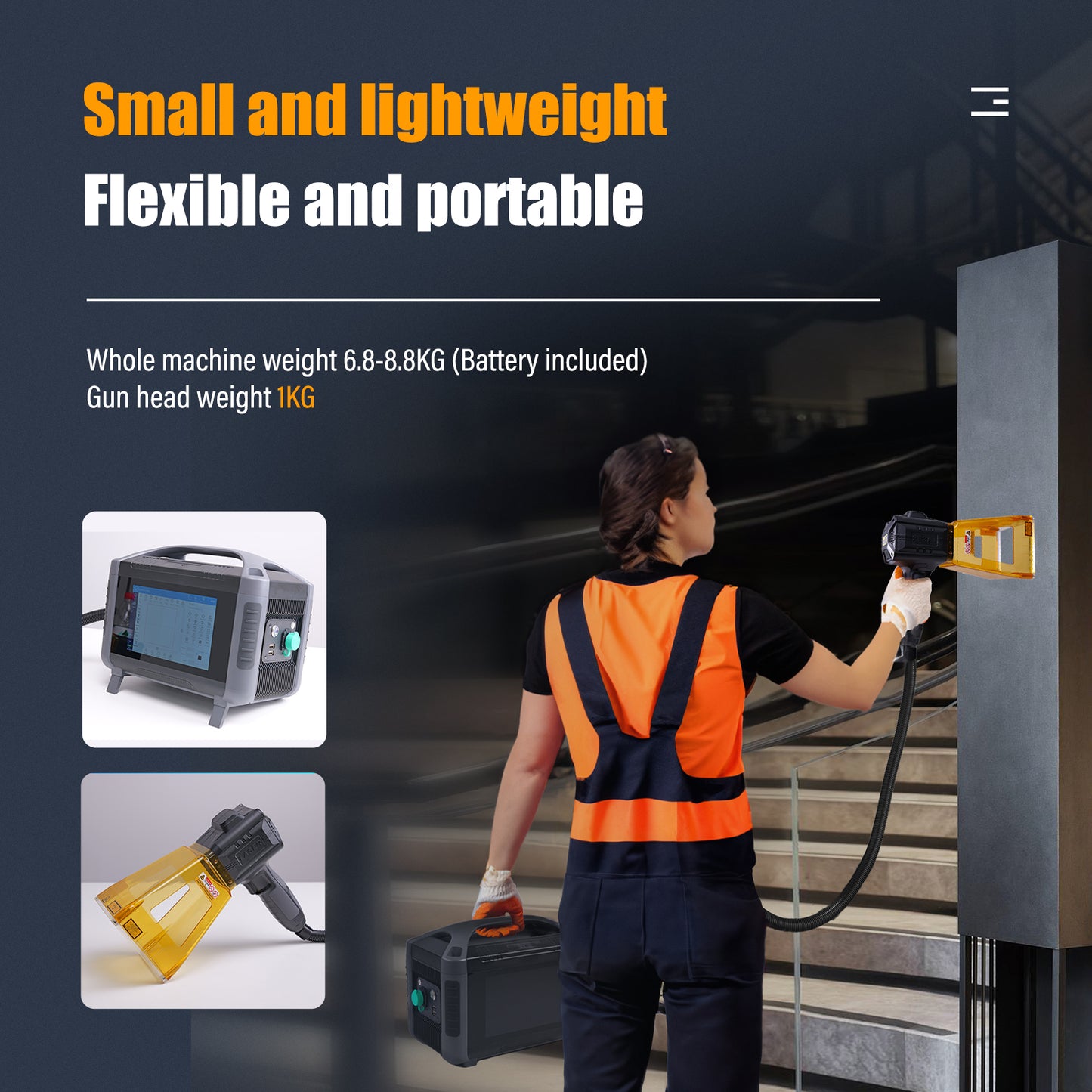 SFX Portable Handheld Laser Marking Machine 20W/30W/50W Fiber Laser Engraver Marker with 70/100/145mm Lens