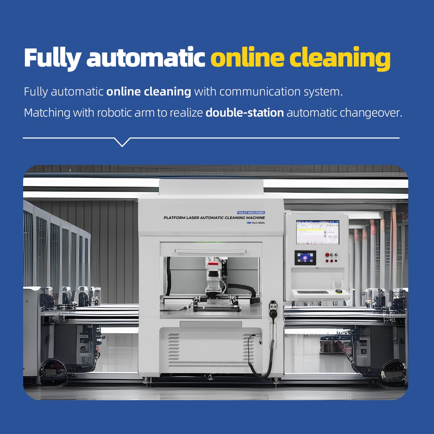 Automatic Fiber Laser Cleaning Machine 300/500W Fully Enclosed Platform 3/5 Axis Linkage Automatic Fiber Laser Cleaner