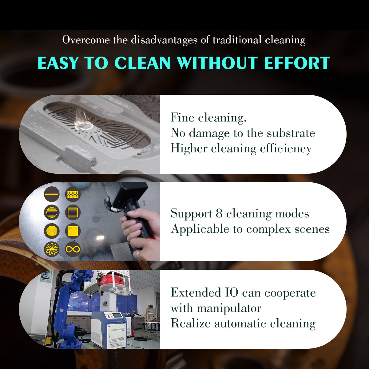 300/500/1000W SFX Laser Cleaner Machine Pulse Laser Cleaning Machine System for Wood Mold Coating