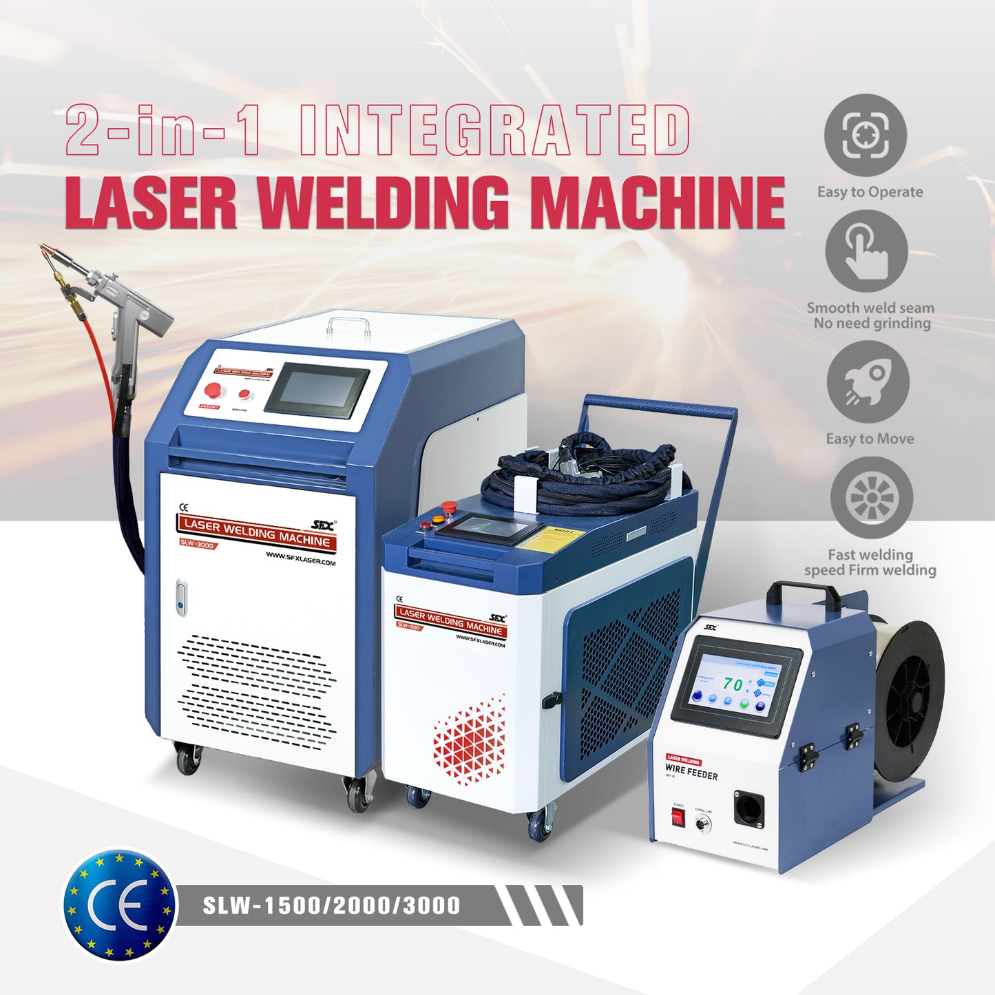 SFX 2-in-1 Integrated Laser Welding Machine SLW-1500W/2000W/3000W Handheld Fiber Laser Welder with Auto Wire Feeder