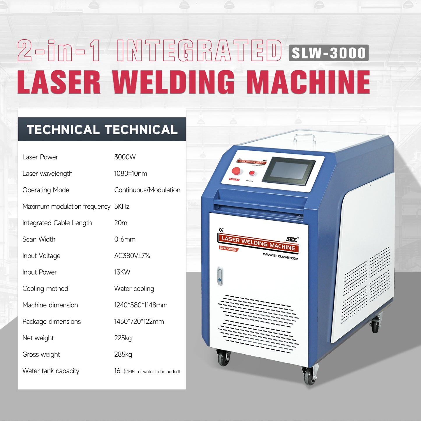 SFX 2-in-1 Integrated Laser Welding Machine SLW-1500W/2000W/3000W Handheld Fiber Laser Welder with Auto Wire Feeder