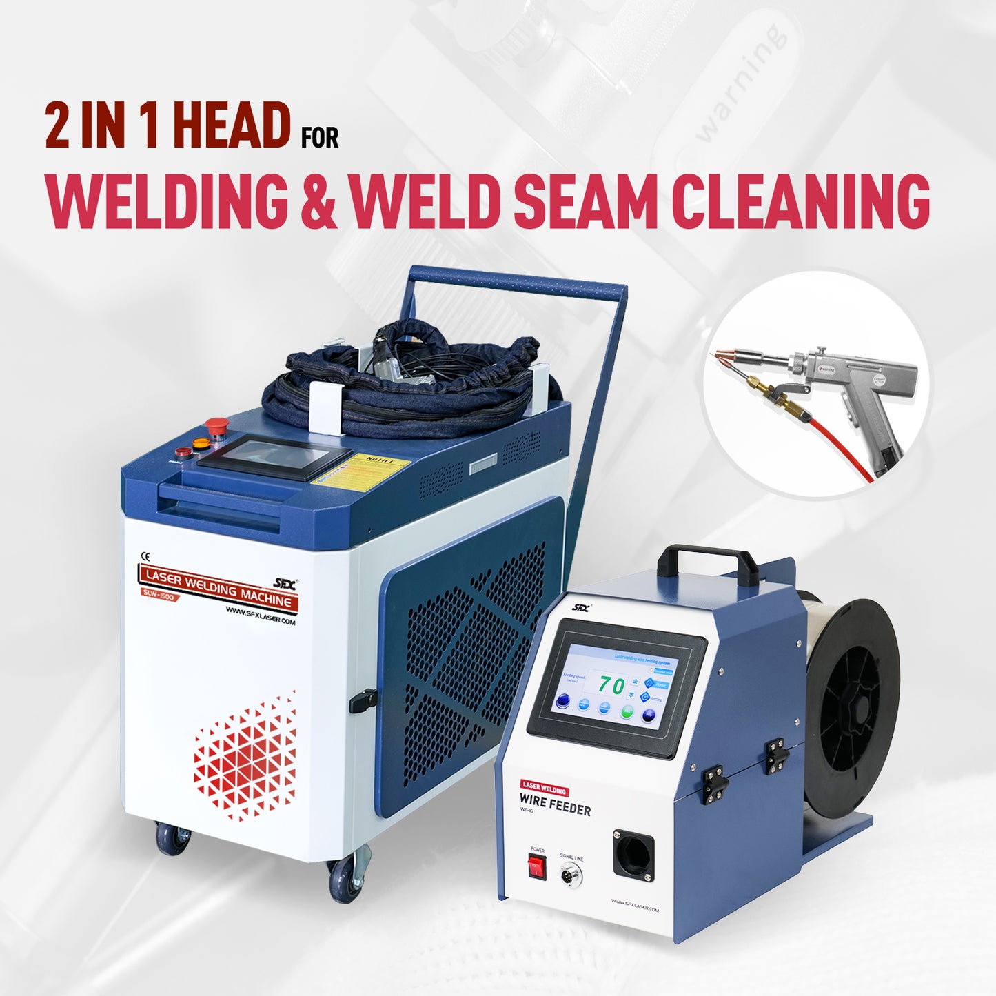 SFX 2-in-1 Integrated Laser Welding Machine SLW-1500W/2000W/3000W Handheld Fiber Laser Welder with Auto Wire Feeder