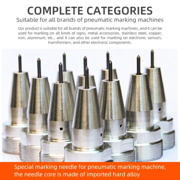 Pneumatic Marking Needle- Tungsten Steel Core, Dia. 1/2/2.5/3mm Core-10.7/12.8mm for Metal Within HRC 60 Material