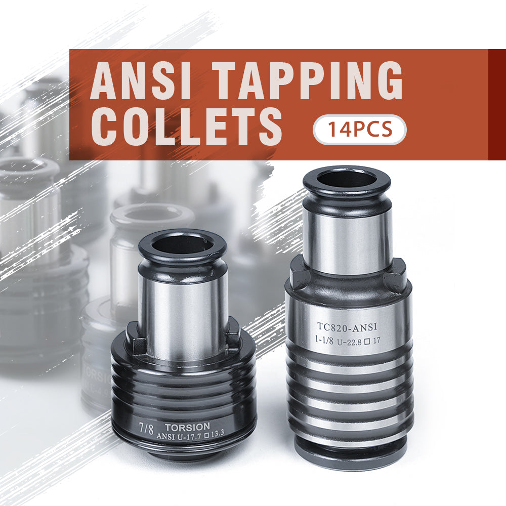 TC820 ANSI Collets 14 pcs ANSI Tapping Collet Chuck TC820 Tapping Holder for M36R Electric Tapping Machine
