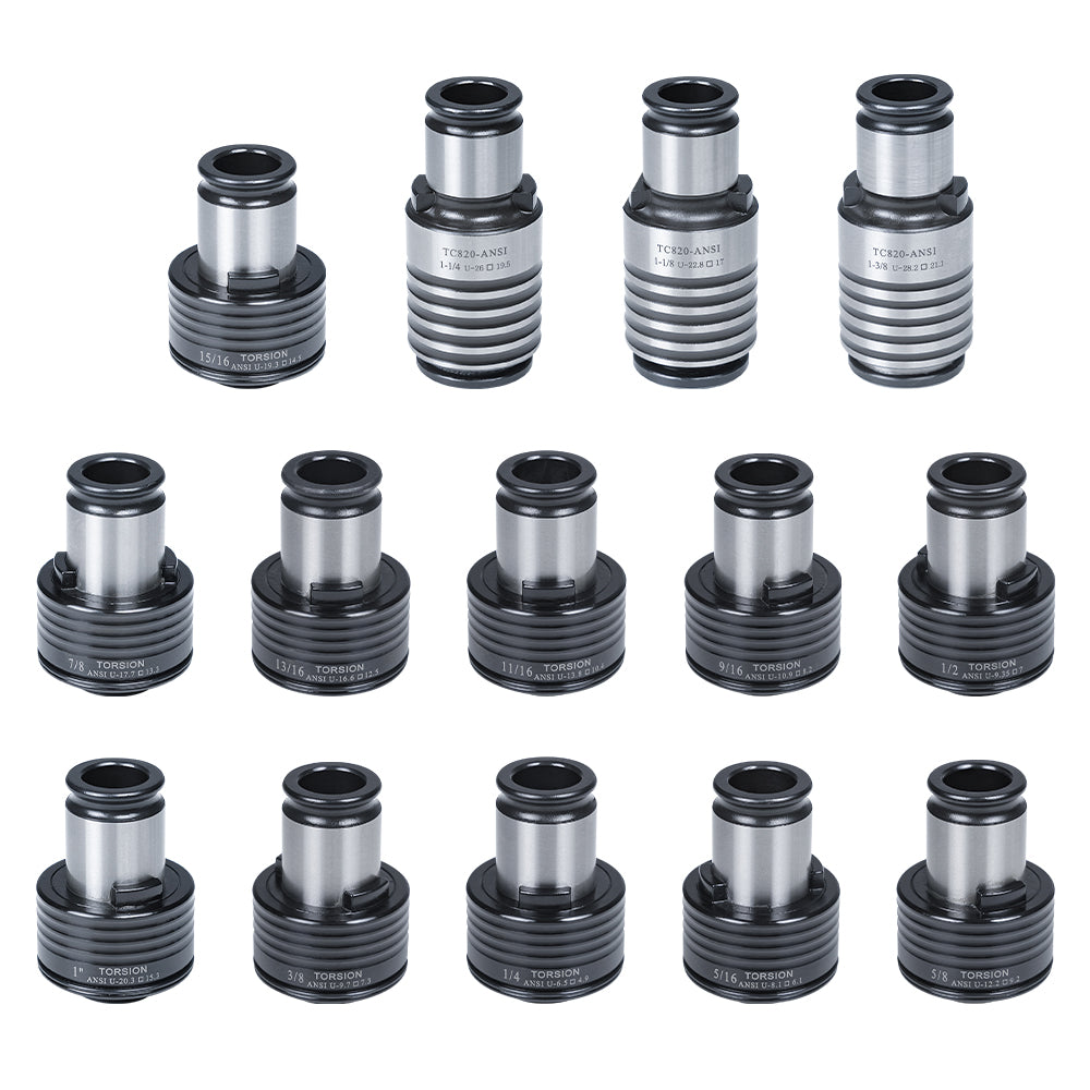 TC820 ANSI Collets 14 pcs ANSI Tapping Collet Chuck TC820 Tapping Holder for M36R Electric Tapping Machine