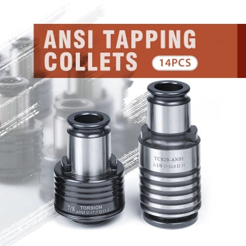 TC820 ANSI Collets 14 pcs ANSI Tapping Collet Chuck TC820 Tapping Holder for M36R Electric Tapping Machine
