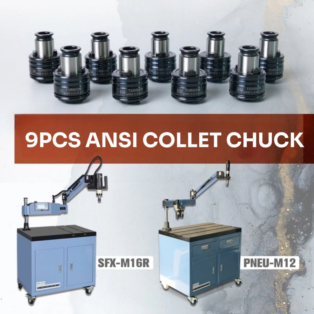 GT12 ANSI Collets 9 pcs GT12 ANSI Tapping Collet Chuck GT12 Tapping Adapters for M16 Electric Tapping Machine