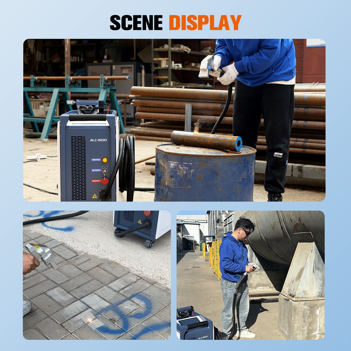 US Stock SFX 1500W Air-cooled Continuous Laser Cleaning Machine ALC-1500 for Rust Paint Oil Stains Graffiti Removal