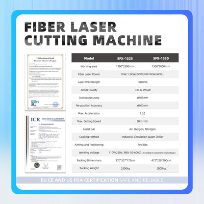 SFX 1530 Fiber Laser Cutting Machine 3000W 6000W CNC Metal Laser Cutter 1500x3000mm High Precision
