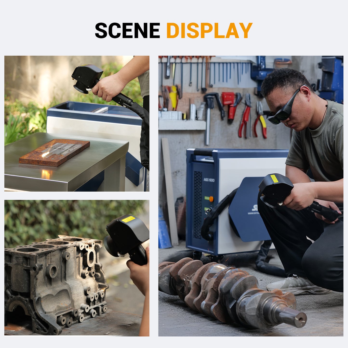 Demo Machine AGC-500 Air-Cooled Pulse Laser Cleaning Machine for Rust Paint Coating Removal