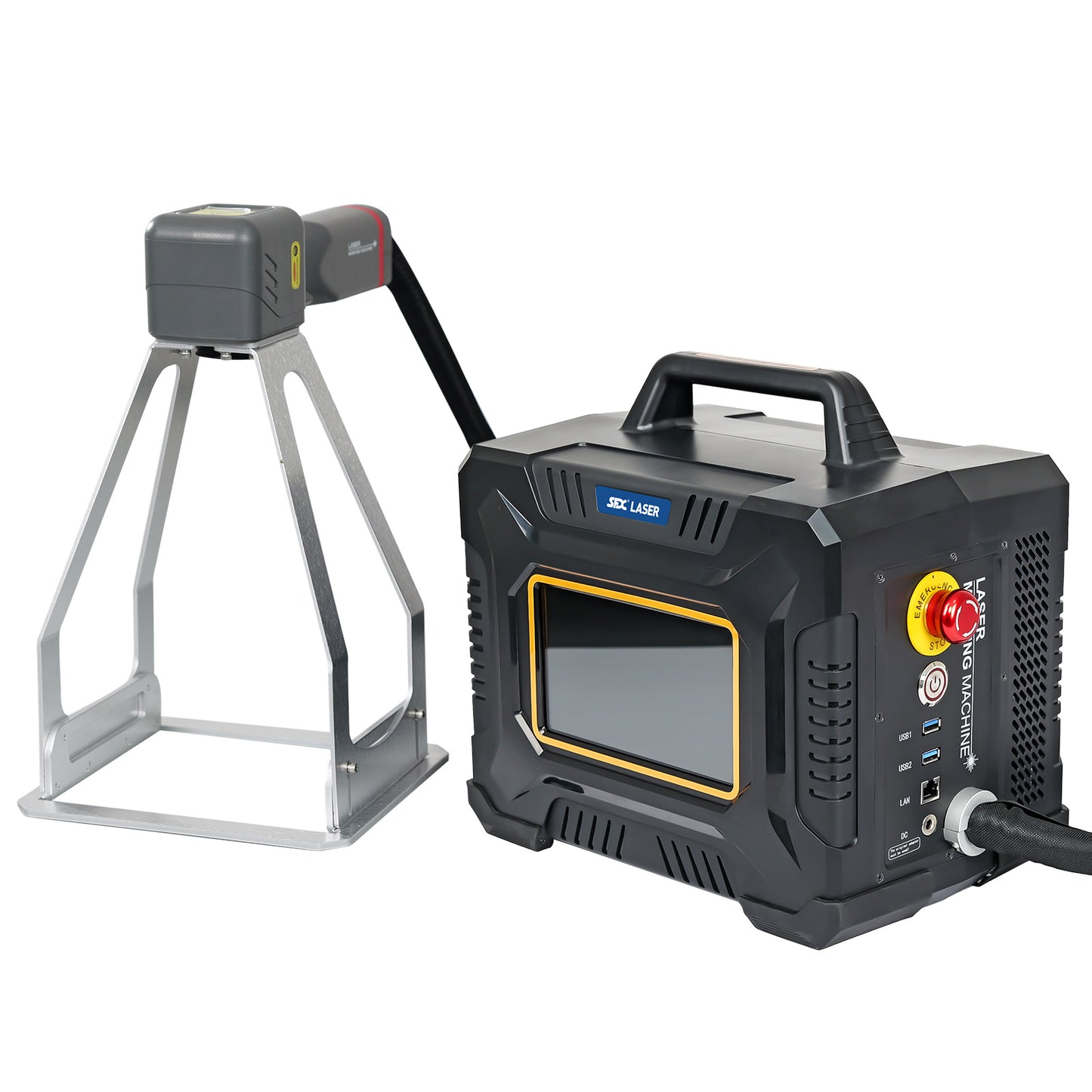 SFX 60W Portable Handheld Laser Marking Machine Metal Laser Engraver with 55*55/100*100/150*150mm Lens