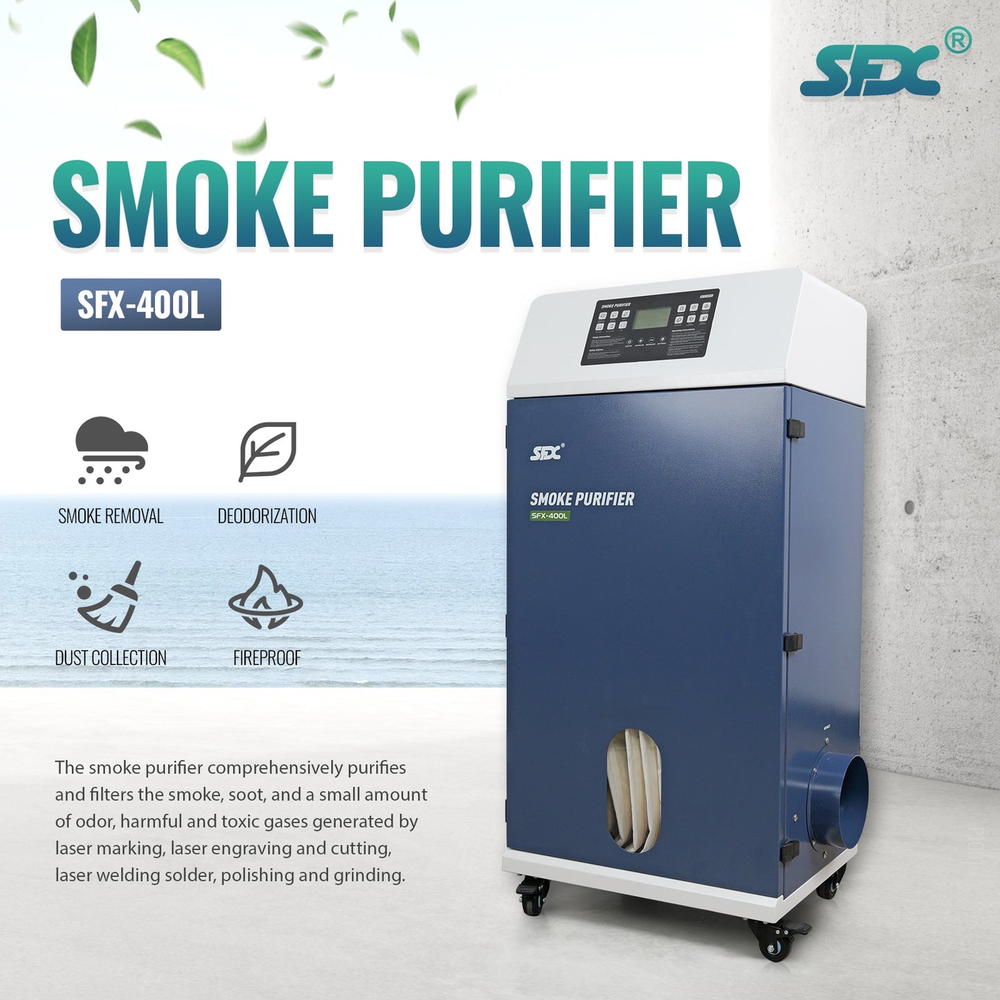 Purificador de humo SFX, extractor de humos de alta eficiencia para máquinas de limpieza, soldadura y marcado láser.