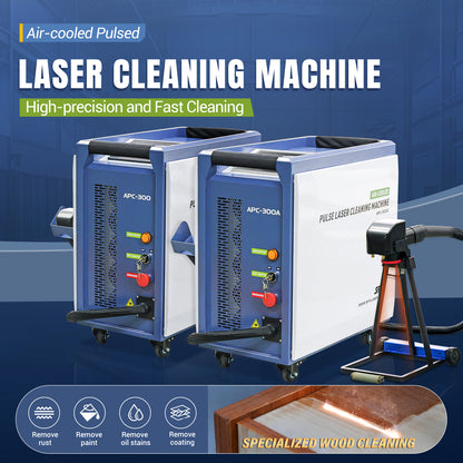 US Stock 95% New SFX APC 300W Air-Cooled Pulsed Laser Cleaning Machine Laser Wood Stripping machine Paint Rust Plating Coating Removal