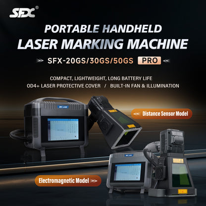 Máquina de marcado láser portátil SFX LASER de 20 W, 30 W y 50 W, serie Pro, área de marcado de 100 x 100 mm