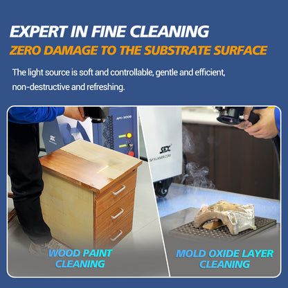 US Stock 95% New SFX APC 300W Air-Cooled Pulsed Laser Cleaning Machine Laser Wood Stripping machine Paint Rust Plating Coating Removal