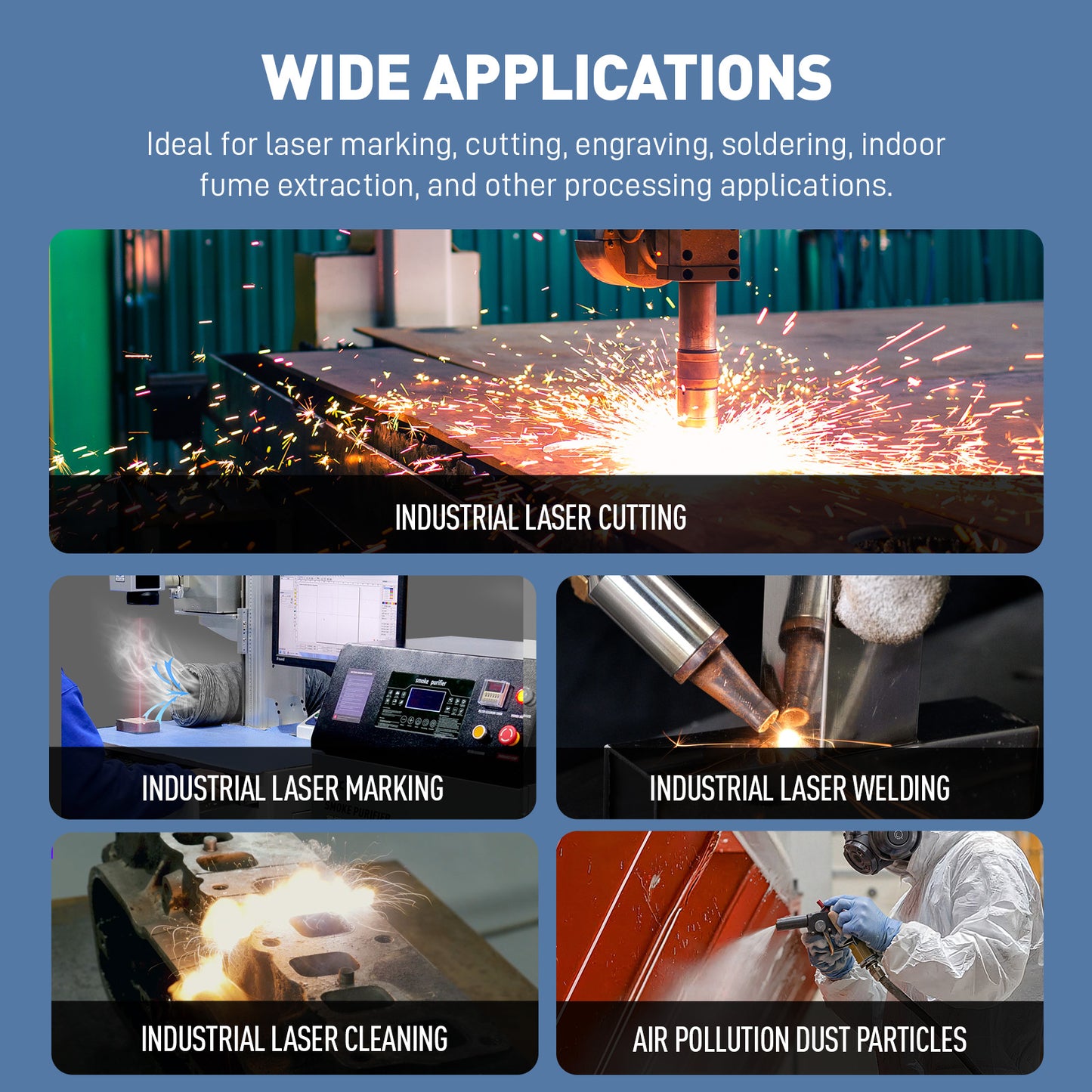 SFX 1200W Smoke Purifier for Laser Cleaning & Welding | 99.9% High-Efficiency Fume Extraction