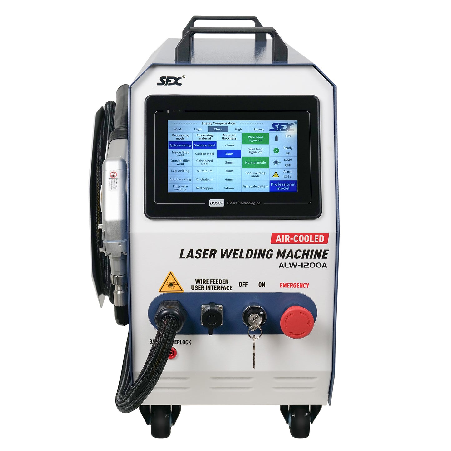 US Stock 95% New SFX Laser ALW-1200A Portable Air-Cooled Handheld Laser Welding Machine 2 in 1 for Carbon Steel Aluminum with Welding Cart