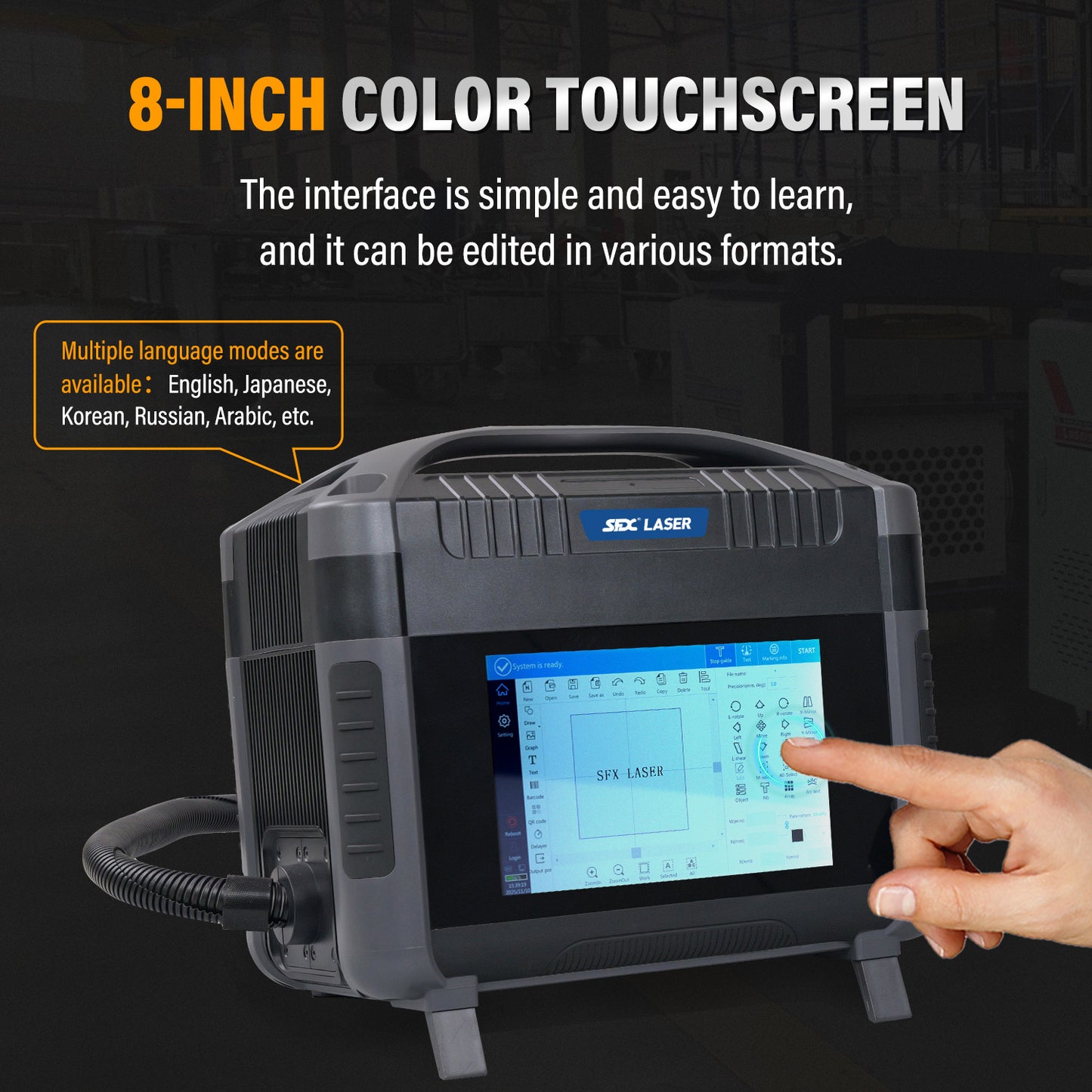 Máquina de marcado láser portátil SFX LASER de 20 W, 30 W y 50 W, serie Pro, área de marcado de 100 x 100 mm