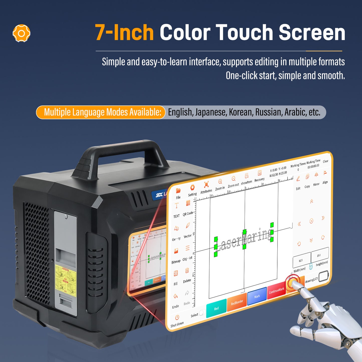 SFX 60W Portable Handheld Laser Marking Machine Metal Laser Engraver with 55*55/100*100/150*150mm Lens