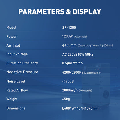 SFX 1200W Smoke Purifier for Laser Cleaning & Welding | 99.9% High-Efficiency Fume Extraction