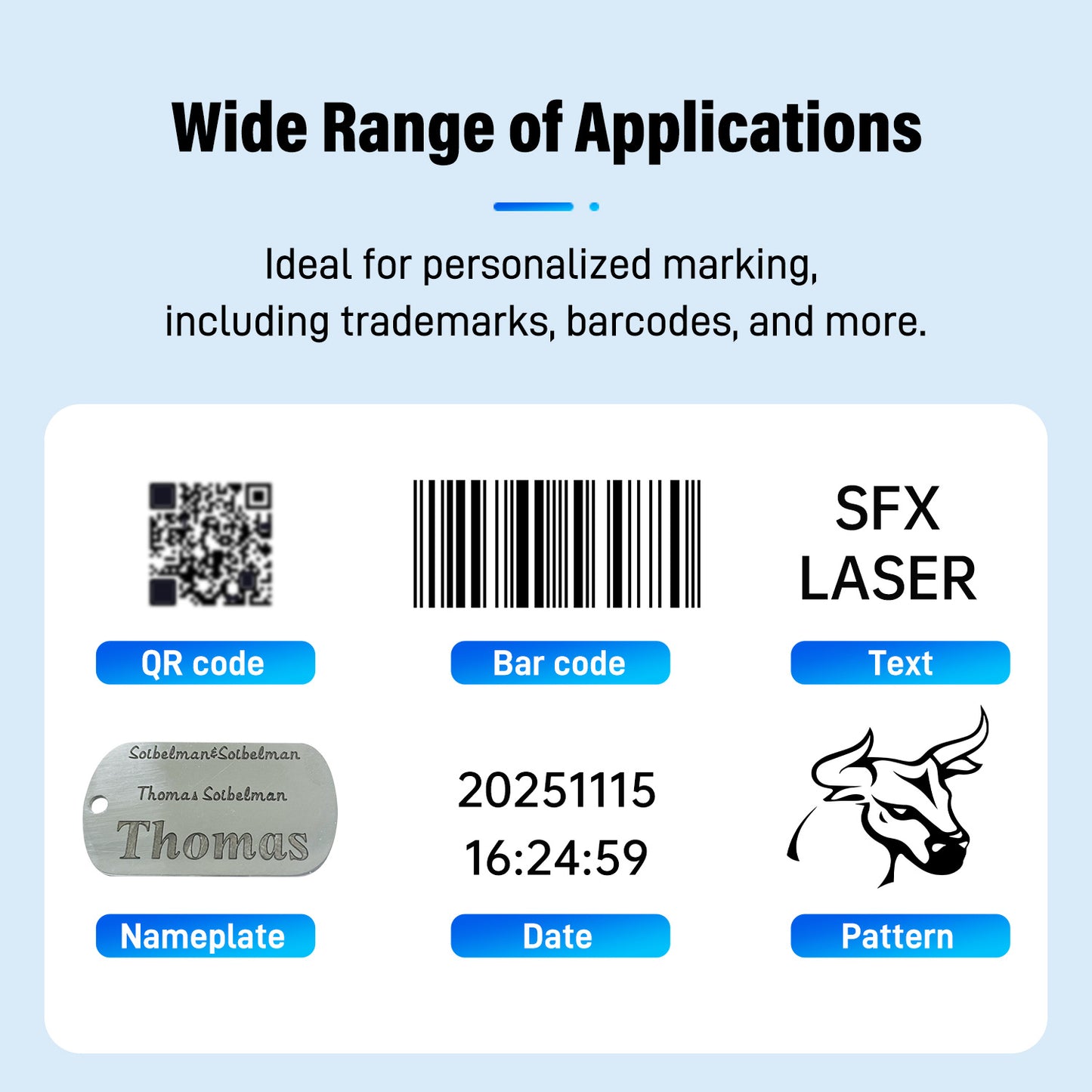 Máquina de marcado láser portátil SFX LASER de 20 W, 30 W y 50 W, serie Pro, área de marcado de 100 x 100 mm