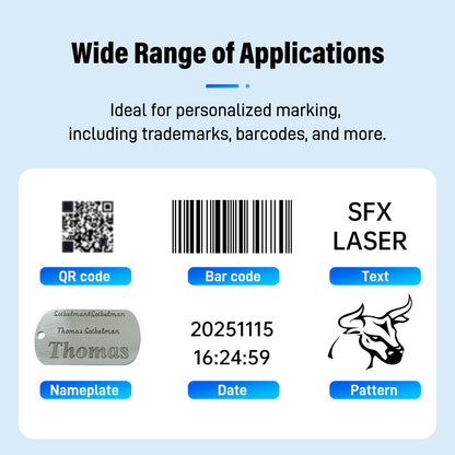 Máquina de marcado láser portátil SFX LASER de 20 W, 30 W y 50 W, serie Pro, área de marcado de 100 x 100 mm