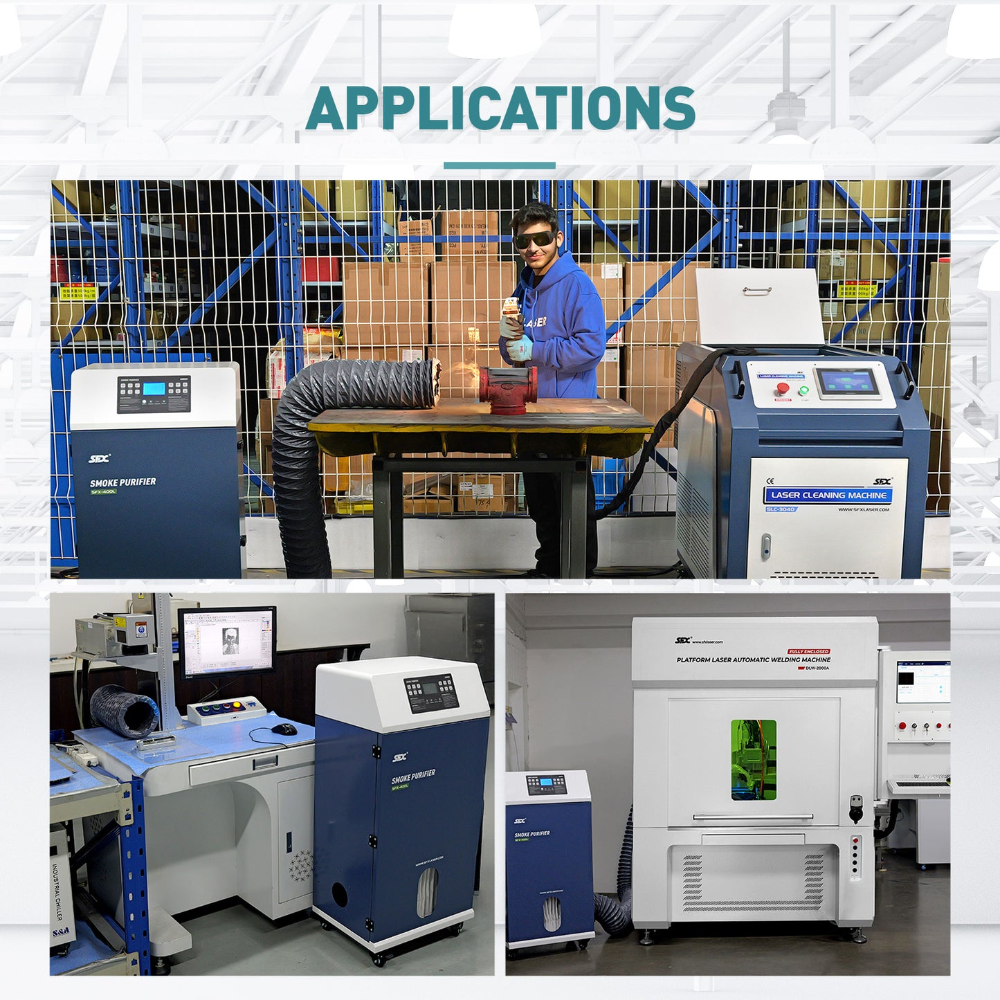 Purificador de humo SFX, extractor de humos de alta eficiencia para máquinas de limpieza, soldadura y marcado láser.