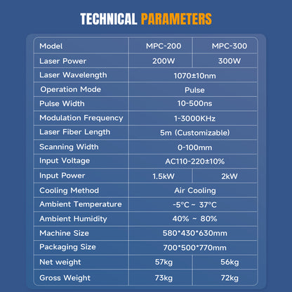 SFX Handheld Air-Cooled Pulsed Laser Cleaning Machine MPC-200/300 Specialized on Mold Cleaning