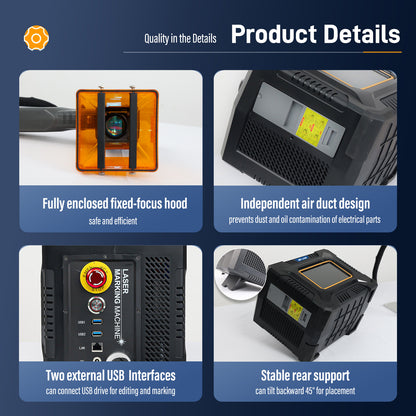 SFX 60W Portable Handheld Laser Marking Machine Metal Laser Engraver with 55*55/100*100/150*150mm Lens