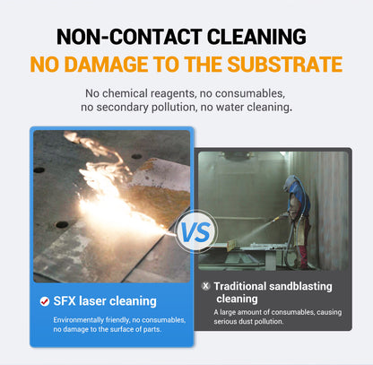 SFX Air-Cooled Pulse Laser Cleaning Machine AGC 300W 500W Laser Cleaner Rust Paint Varnish Coating Removal for Metal Wood and Stone