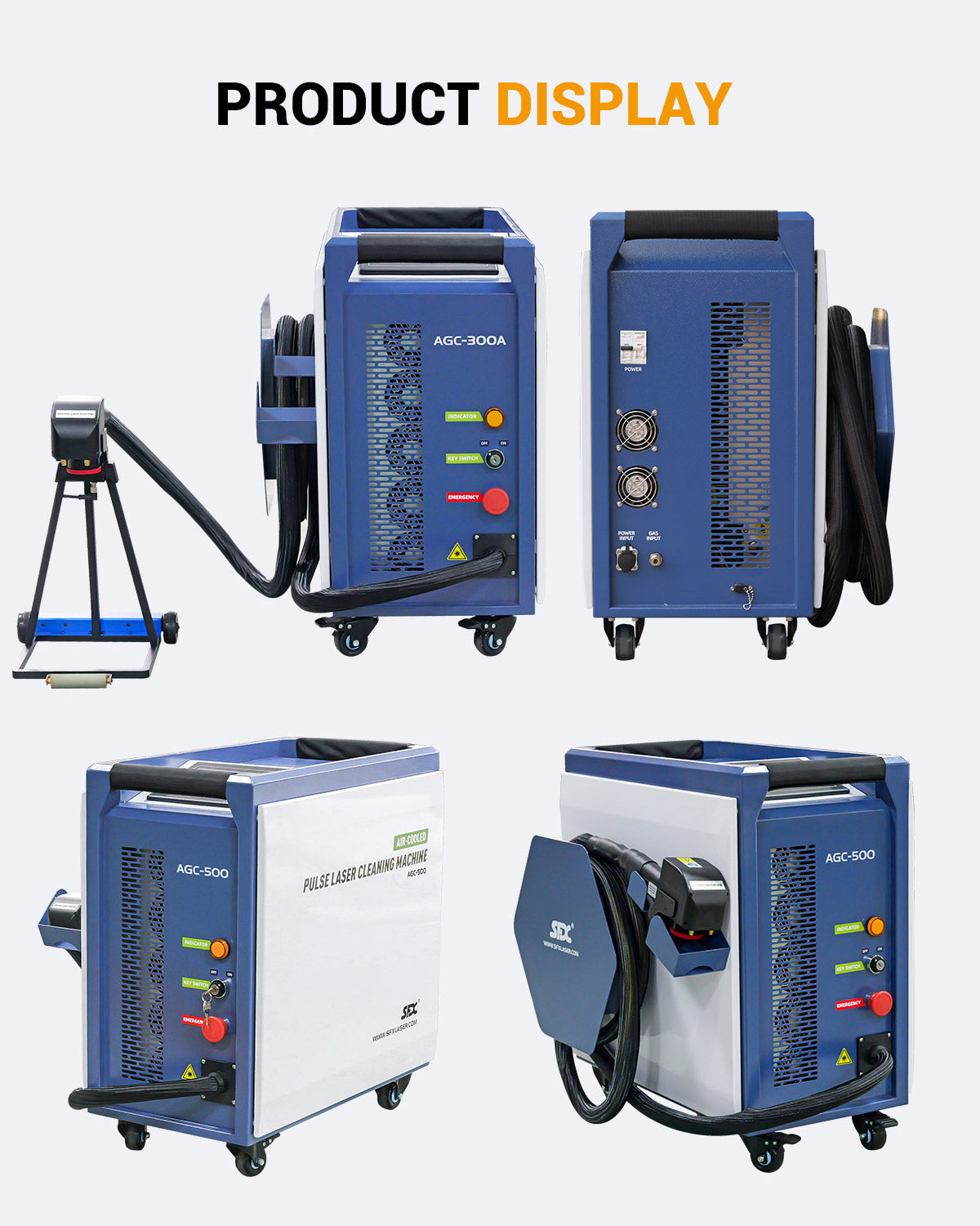 SFX Air-Cooled Pulse Laser Cleaning Machine AGC 300W 500W Laser Cleaner Rust Paint Varnish Coating Removal for Metal Wood and Stone