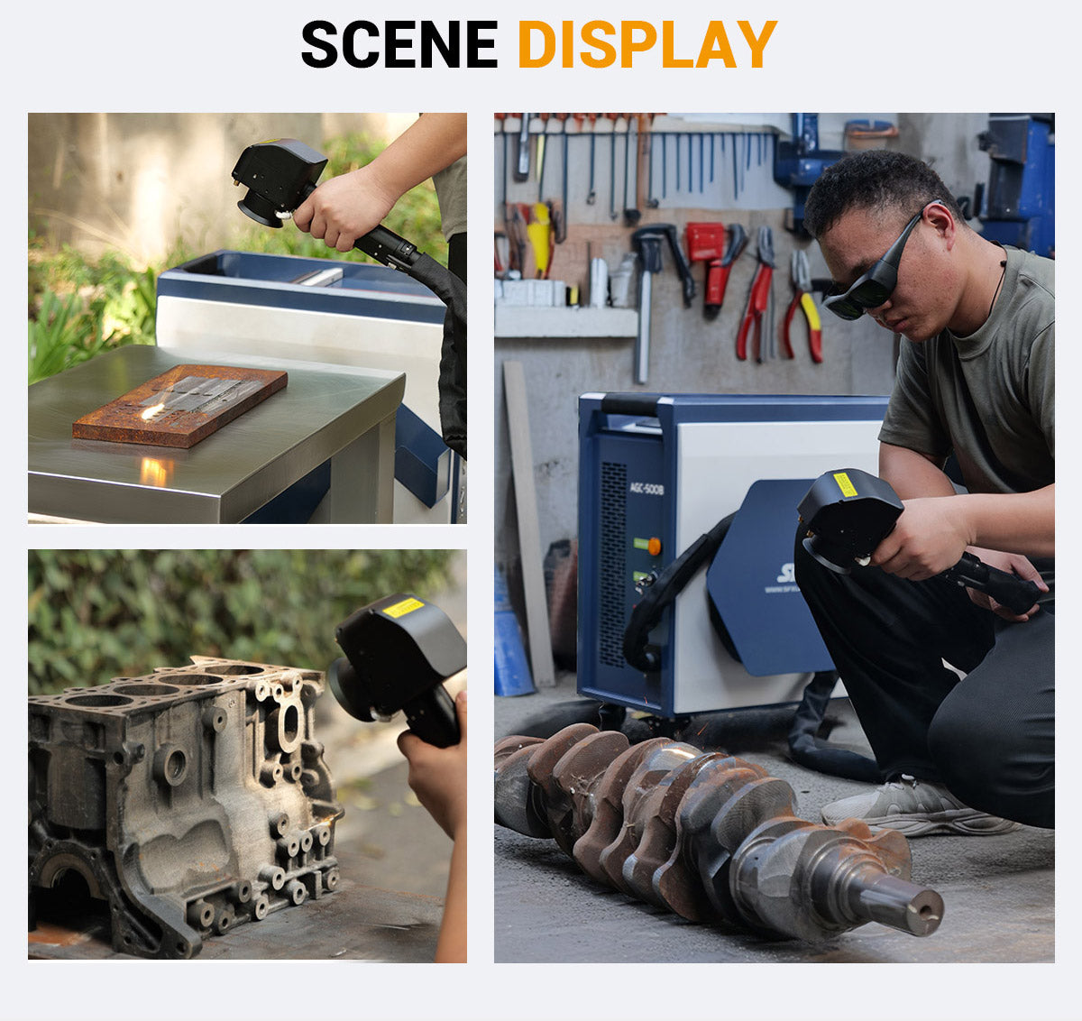 SFX Air-Cooled Pulse Laser Cleaning Machine AGC 300W 500W Laser Cleaner Rust Paint Varnish Coating Removal for Metal Wood and Stone