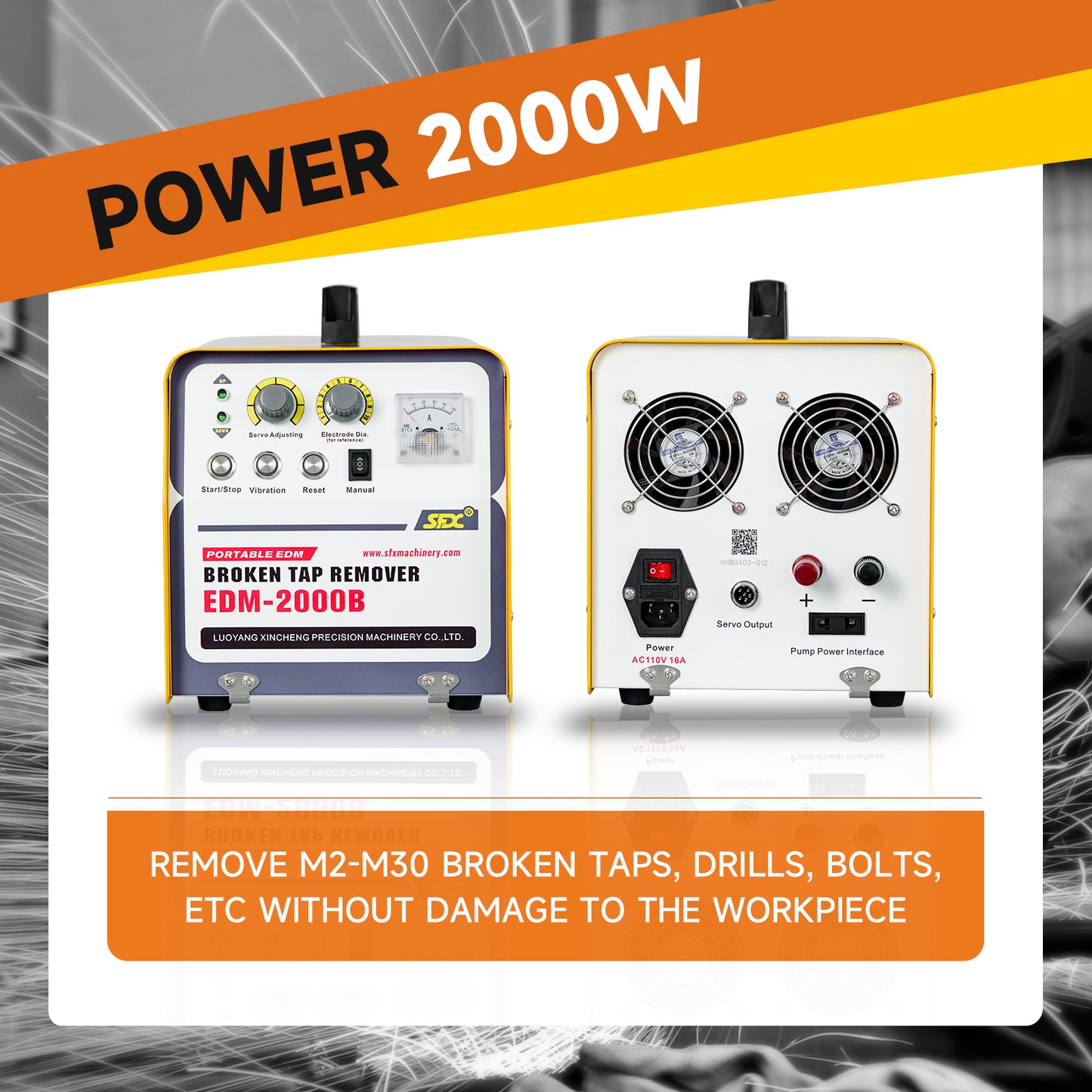 USA Stock SFX EDM-2000B Portable EDM Machine for Extracting M2-M30 Broken Screws Taps Drills Removal