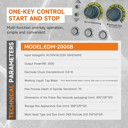 USA Stock SFX EDM-2000B Portable EDM Machine for Extracting M2-M30 Broken Screws Taps Drills Removal
